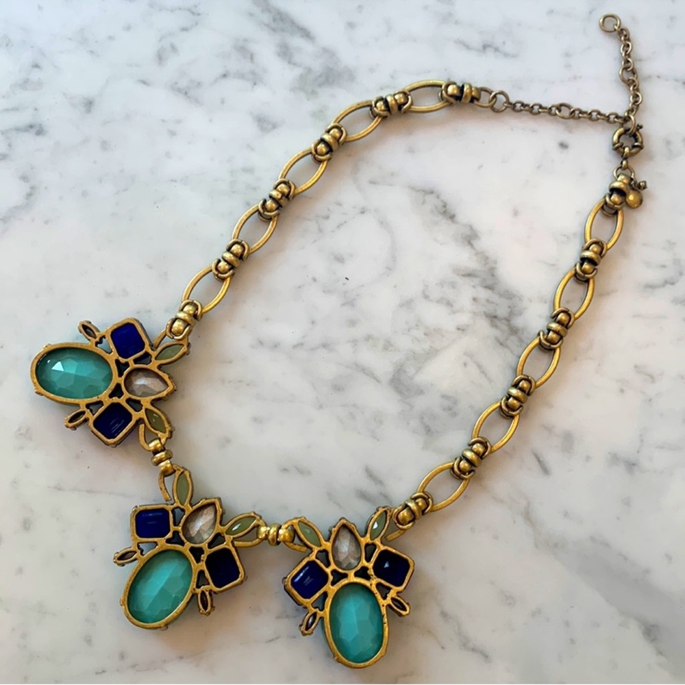 J Crew Necklace Multi Color Faux Gem and Rhinestone 18 inch Statement - Picture 9 of 12